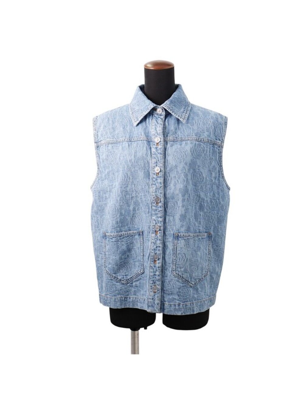 Chanel Vest Denim Camellia Cotton 36